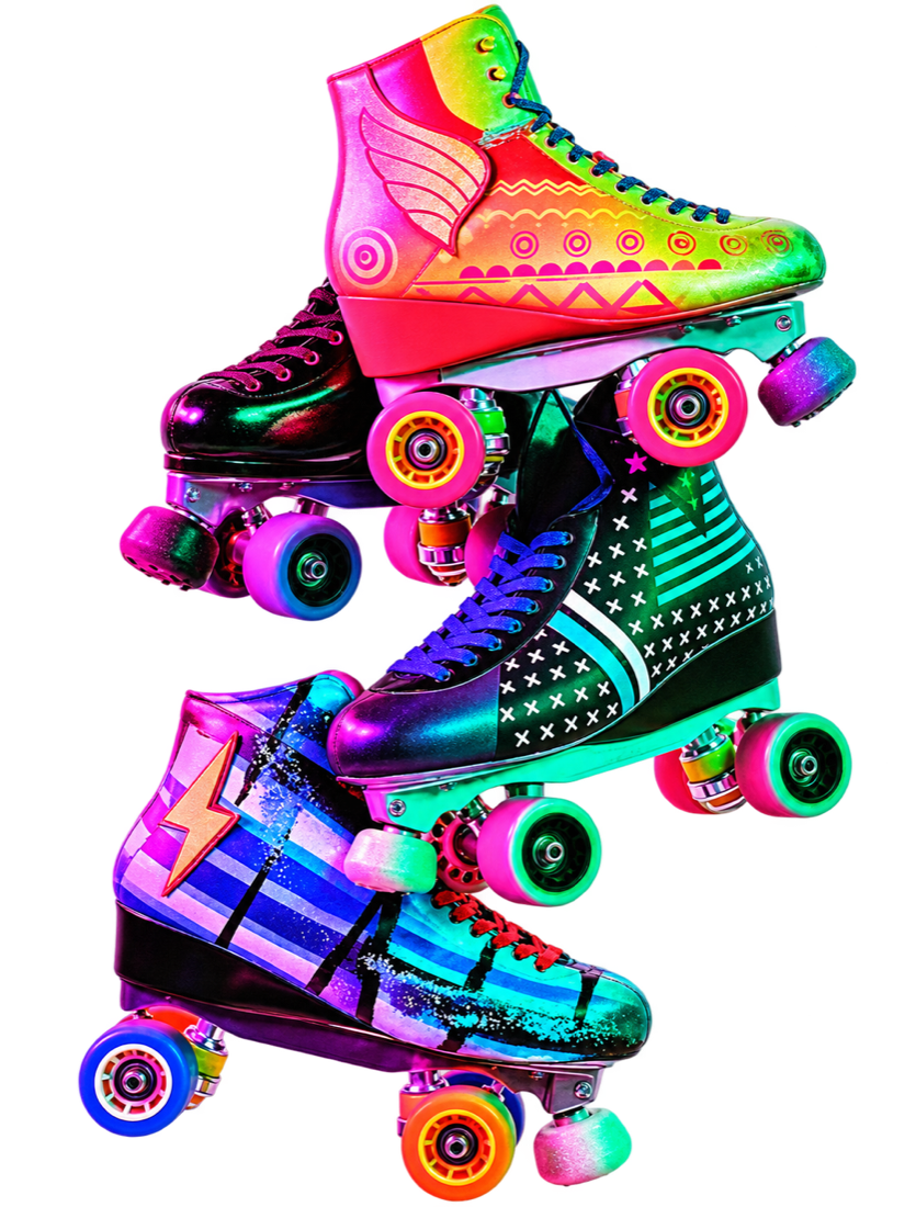 Patins coloridos empilhados